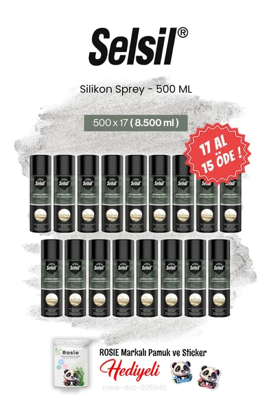 Selsil Silikon Sprey 500 ml, 17 AL 15 ÖDE ve rosie pamuk ürün görseli 1