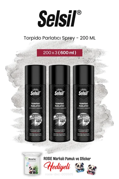 Selsil 3'lü Torpido Parlatıcı Sprey, 200 ml ve rosie pamuk ürün görseli 1