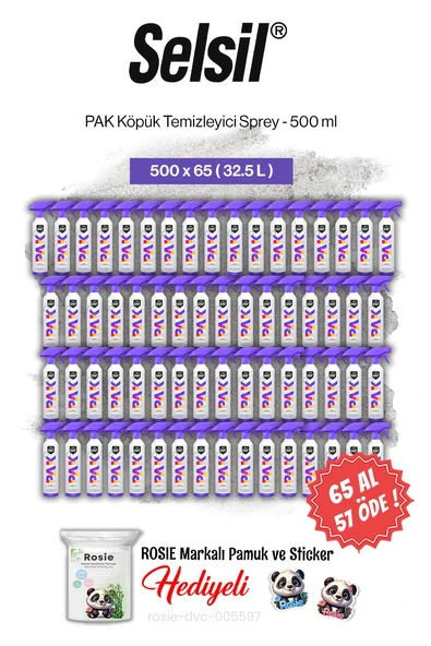 Selsil PAK 65 AL 57 ÖDE Köpük Temizleyici Sprey 500 ml ve rosie pamuk ürün görseli 1