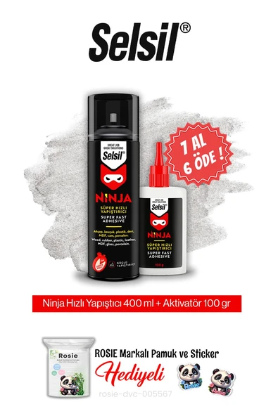 Selsil Ninja Hızlı Yapıştırıcı Set, 7 AL 6 ÖDE ve rosie pamuk ürün görseli 1
