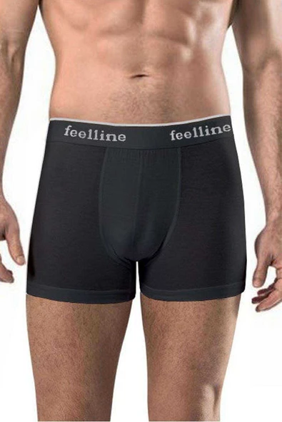 9 adet Feelline Siyah ve Gri Pamuklu Doğal Likralı Erkek Boxer ürün görseli 1