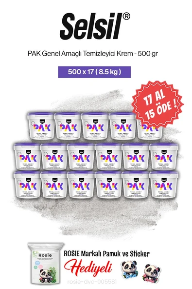Selsil PAK Genel Amaçlı Temizleyici Krem 500 gr 17 AL 15 ÖDE ve rosie pamuk ürün görseli 1