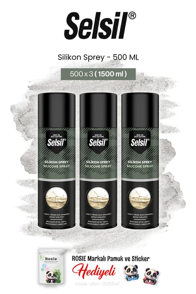 Selsil 3'lü Silikon Sprey, 500 ml ve rosie pamuk ürün görseli 1