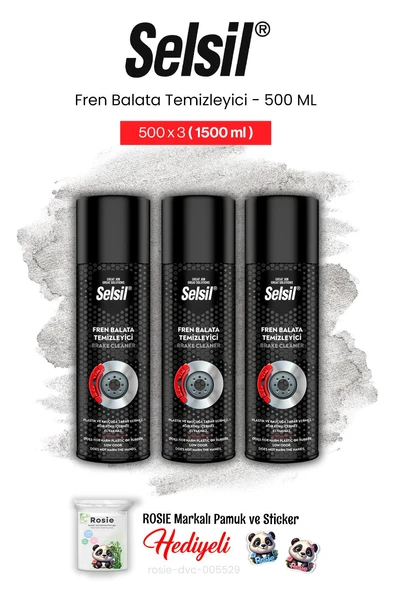 Selsil 3'lü Fren Balata Temizleyici Sprey, 500 ml ve rosie pamuk ürün görseli 1