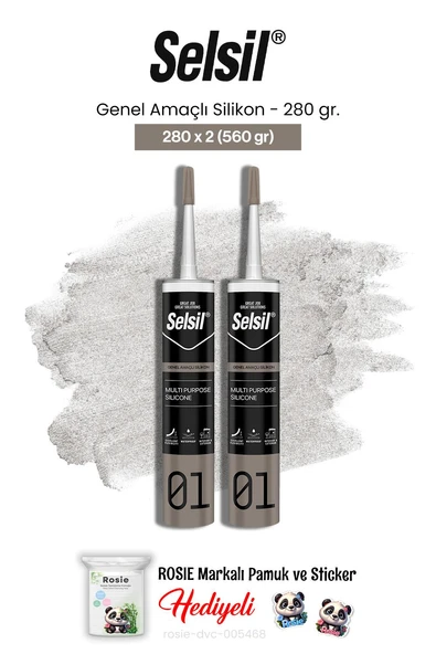 Selsil Genel Amaçlı Silikon 280 gr, 2 adet ve rosie pamuk ürün görseli 1