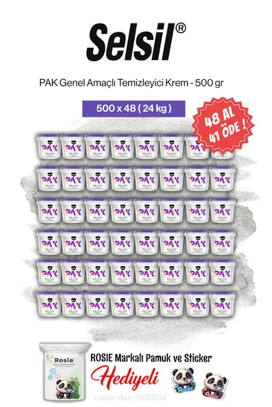 Selsil PAK 500 gr, 48 AL 41 ÖDE Genel Amaçlı Temizleyici Krem ve rosie pamuk ürün görseli 1