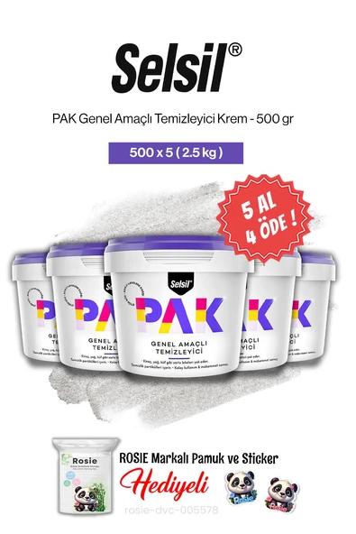 Selsil PAK 5 AL 4 ÖDE, 500 gr Genel Amaçlı Temizleyici Krem ve rosie pamuk ürün görseli 1