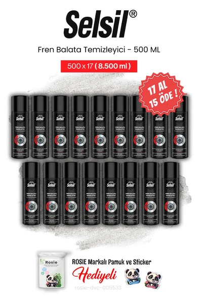 Selsil Fren Balata Temizleyici Sprey 500 ml, 17 AL 15 ÖDE ve rosie pamuk ürün görseli 1