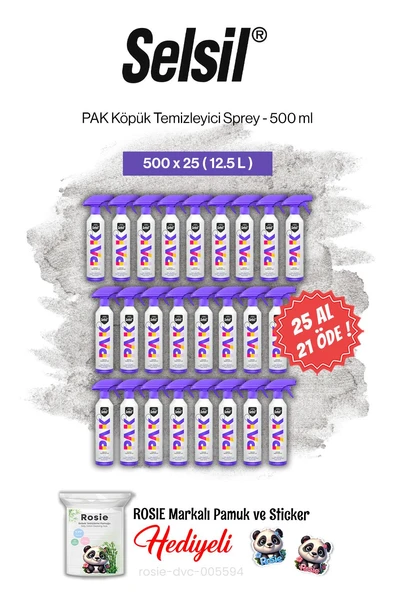 Selsil 25 AL 21 ÖDE PAK Köpük Temizleyici Sprey 500 ml ve rosie pamuk ürün görseli 1