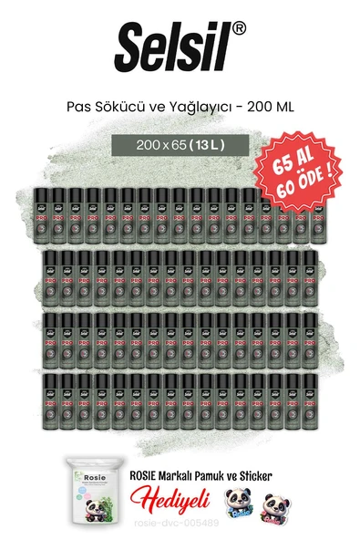 Selsil 65 AL 60 ÖDE 200 ml Pas Sökücü ve Yağlayıcı ve rosie pamuk ürün görseli 1