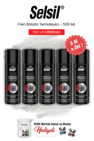 Selsil 5 AL 4 ÖDE Fren Balata Temizleyici Sprey, 500 ml ve rosie pamuk ürün görseli 1