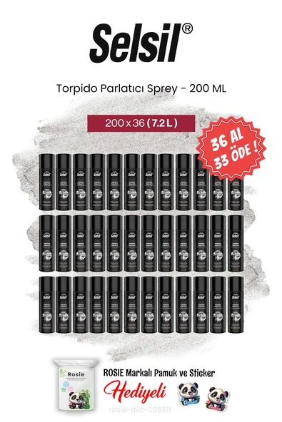 Selsil 200 ml, 36 AL 33 ÖDE Torpido Parlatıcı Sprey ve rosie pamuk ürün görseli 1