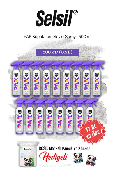 Selsil PAK Köpük Temizleyici Sprey 500 ml, 17 AL 15 ÖDE ve rosie pamuk ürün görseli 1