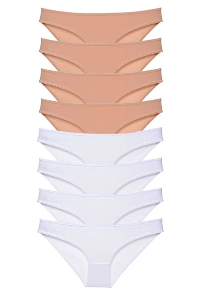 8 adet Süper Eko Set Likralı Kadın Slip Külot Ten Beyaz ürün görseli 1