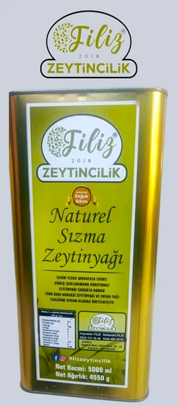 FİLİZ ZEYTİNCİLİK NATUREL SIZMA ZEYTİNYAĞI 5 L ürün görseli 1