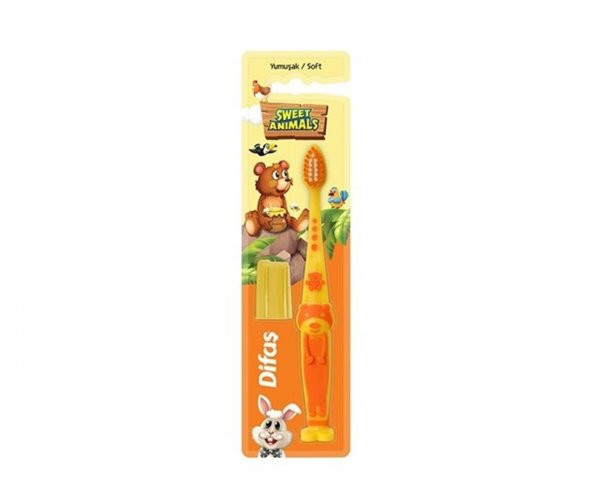 Difaş Sweet Animals Çocuk Diş Fırçası Turuncu (Yumuşak) ürün görseli 1