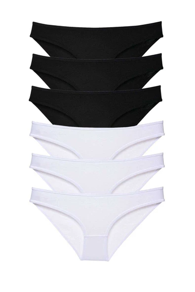 6 adet Eko Set Likralı Kadın Slip Külot Siyah Beyaz ürün görseli 1