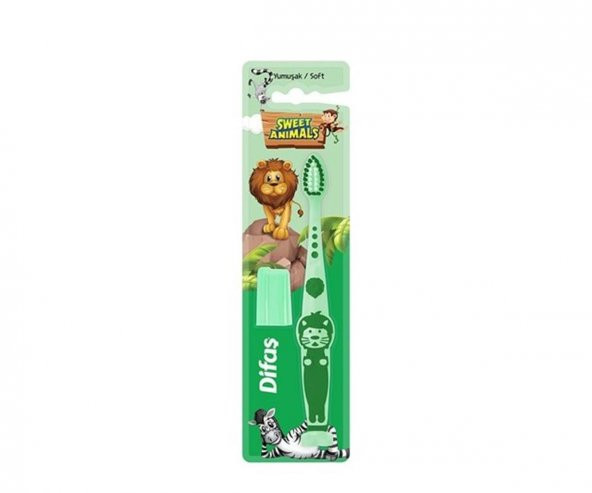 Difaş Sweet Animals Çocuk Diş Fırçası Yeşil (Yumuşak) ürün görseli 1