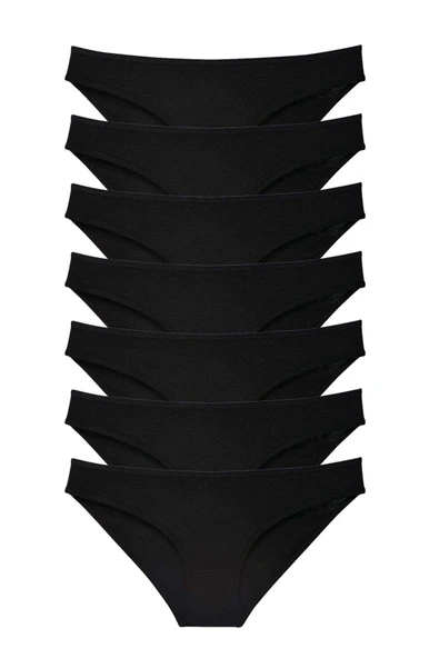 7 adet Süper Eko Set Likralı Kadın Slip Külot Siyah ürün görseli 1