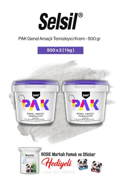 Selsil PAK Genel Amaçlı Temizleyici Krem 500 gr 2 adet ve rosie pamuk ürün görseli 1