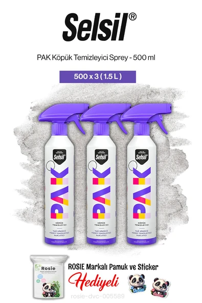 Selsil 3'lü PAK Köpük Temizleyici Sprey 500 ml ve rosie pamuk ürün görseli 1