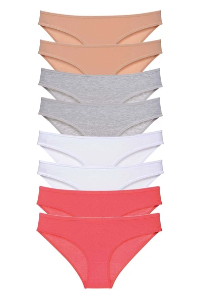 8 adet Süper Eko Set Likralı Kadın Slip Külot Ten Gri Beyaz Fuşya ürün görseli 1