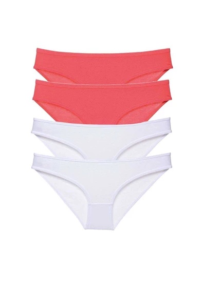 4 adet Eko Set Likralı Kadın Slip Külot Fuşya Beyaz ürün görseli 1