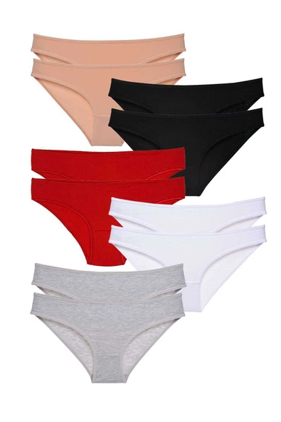 10 adet Eko Set Likralı Kadın Slip Külot Çok Renkli ürün görseli 1