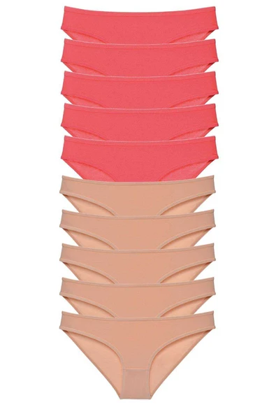 10 adet Süper Eko Set Likralı Kadın Slip Külot Fuşya Ten ürün görseli 1