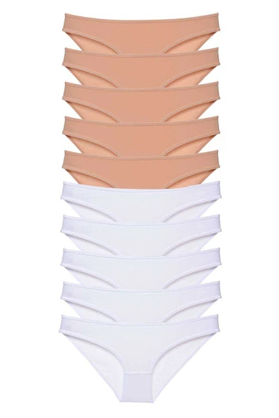 10 adet Süper Eko Set Likralı Kadın Slip Külot Ten Beyaz ürün görseli 1