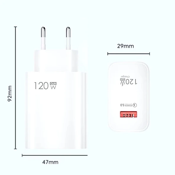 BUFFER® 120W USB Hızlı Type C Uçlu Kablolu Şarj Aleti - Resim 5