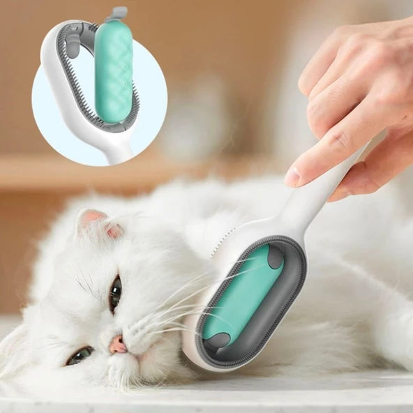 BUFFER® Evcil Hayvanlar İçin Çift Taraflı Pet Fırçası Nemli Tüy Tarama Tarağı ürün görseli 1