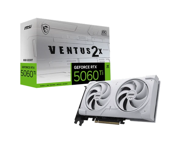 MSI VGA GEFORCE RTX 5060 TI 8G VENTUS 2X OC WHITE PLUS RTX5060TI 8GB GDDR7 128B DX12 PCIE 5.0 X16 3XDP 1XHDMI ürün görseli 1
