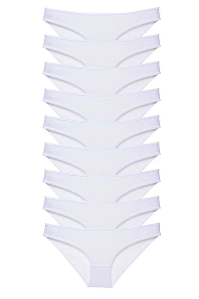 9 adet Süper Eko Set Likralı Kadın Slip Külot Beyaz ürün görseli 1