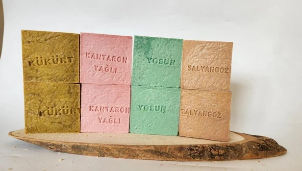 Doğal Üretim Sabunu Karışık (Kükürt-Kantaron-Yosun-Salyangoz) 8'li Set ürün görseli 1