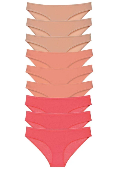 9 adet Süper Eko Set Likralı Kadın Slip Külot Ten Pudra Fuşya ürün görseli 1