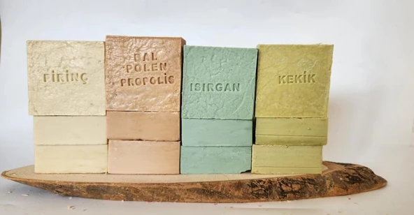 Doğal Üretim Sabunu Karışık (Pirinç-Bal Polen Propolis- Isırgan-Kekik) 12'li Set ürün görseli 1
