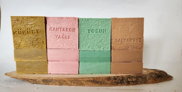 Doğal Üretim Sabunu Karışık (Kükürt-Kantaron-Yosun-Salyangoz) 12'li Set ürün görseli 1