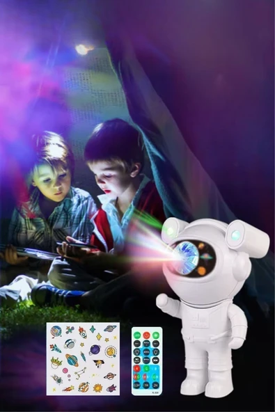 BUFFER® Stickerlı ,Kumandalı ASTRONOT Model Gece Lambası - Resim 6