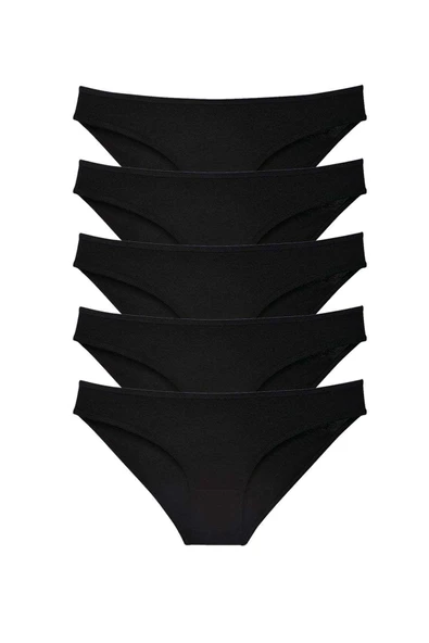 5 adet Süper Eko Set Likralı Kadın Slip Külot Siyah ürün görseli 1