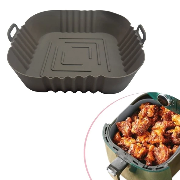 BUFFER® Renkli Isıya Dayanıklı Yıkanılabilir Silikon Fırın Ve Airfryer Kare Model Pişirme Matı 20 Cm ürün görseli 1