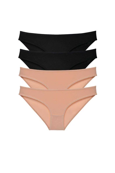 4 adet Süper Eko Set Likralı Kadın Slip Külot Siyah Ten ürün görseli 1