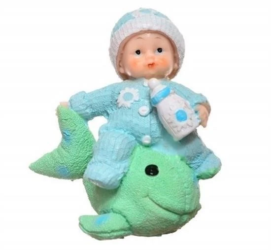 BUFFER® Decotown Hediyelik Sevimli Mavi Bebek Biblo Polyester Süs Eşyası - Resim 3