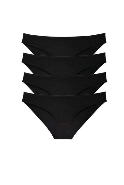 4 adet Süper Eko Set Likralı Kadın Slip Külot Siyah ürün görseli 1