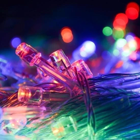 BUFFER® 10 Metre 100 Ledli 8 Fonksiyonlu Karışık Renkli RGB Led Lamba ürün görseli 1