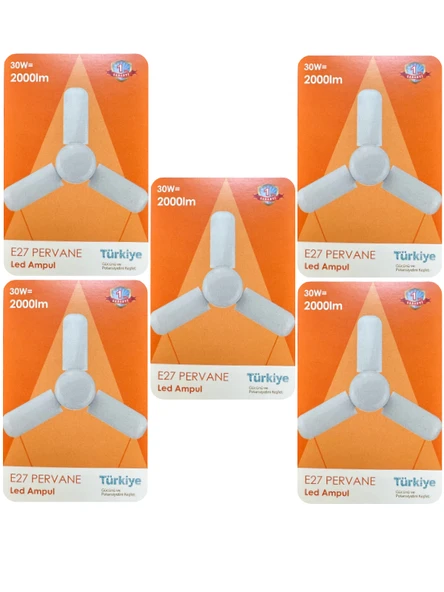 (5 Adet) Osaka 30W (200W) Beyaz Işık (6500K) E27 Duylu (Kalın Duy) Pervane Ampul ürün görseli 1