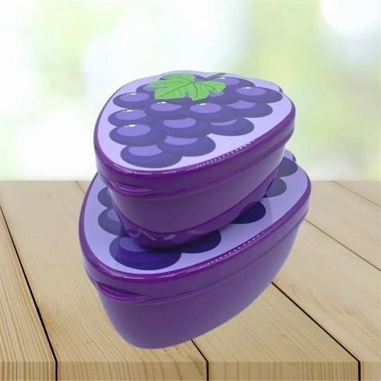 BUFFER® 2'li İç İçe Geçebilen Üzüm Model Saklama ve Beslenme Kabı Seti (550 ml + 250 ml) ürün görseli 1