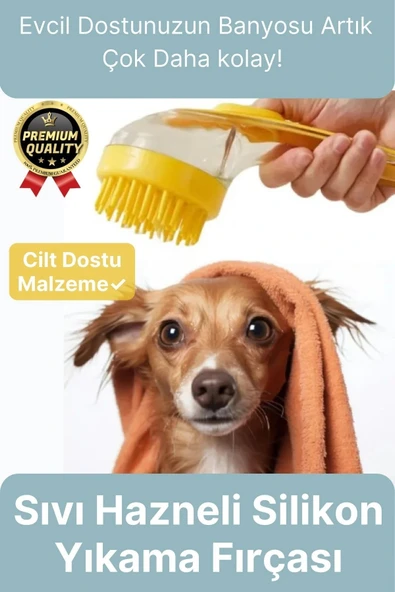 Özel Üretim Banyo Masaj Yapan Tarak Kedi Köpek Evcil Hayvan Sıvı Hazneli Silikon Yıkama Fırçası ürün görseli 1