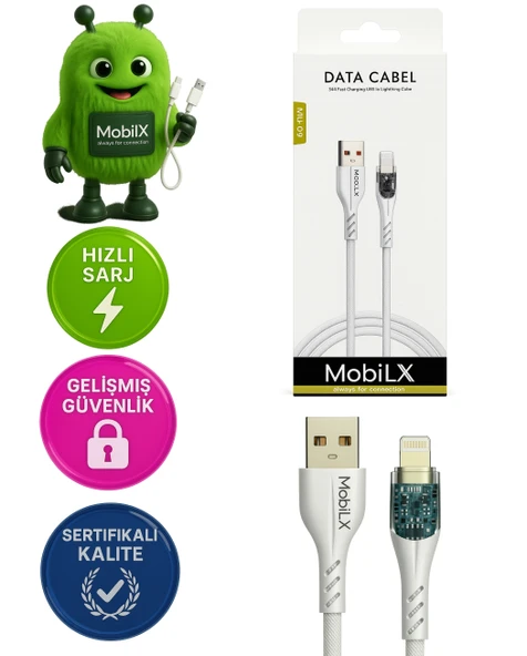 3.4A Lightning Şarj Kablosu – USB to Lightning | Örgülü Yapı | Model: MU-09 ürün görseli 1