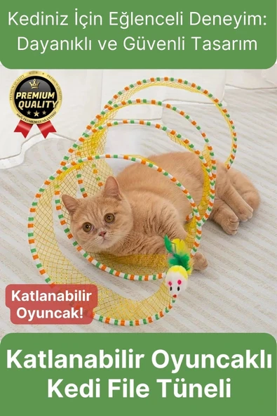 Özel Tasarım Yer Kaplamaz Taşınabilir Hafif Eğlendiren Komik Oyuncaklı Katlanabilir Kedi File Tüneli ürün görseli 1